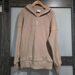 Varley Rhea Half Zip Sweater Pulloever athletic top Stucco Size Small